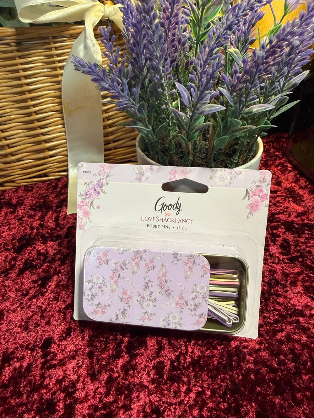 LoveShackFancy Goody Floral Bobby Pin Tin — Pink, Gold, White